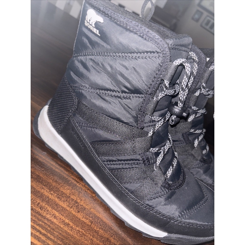 Sorel Womens Whitney Boot Youth Size 4 Black Nylon Quilted Bootie Waterproof - Picture 2 of 9